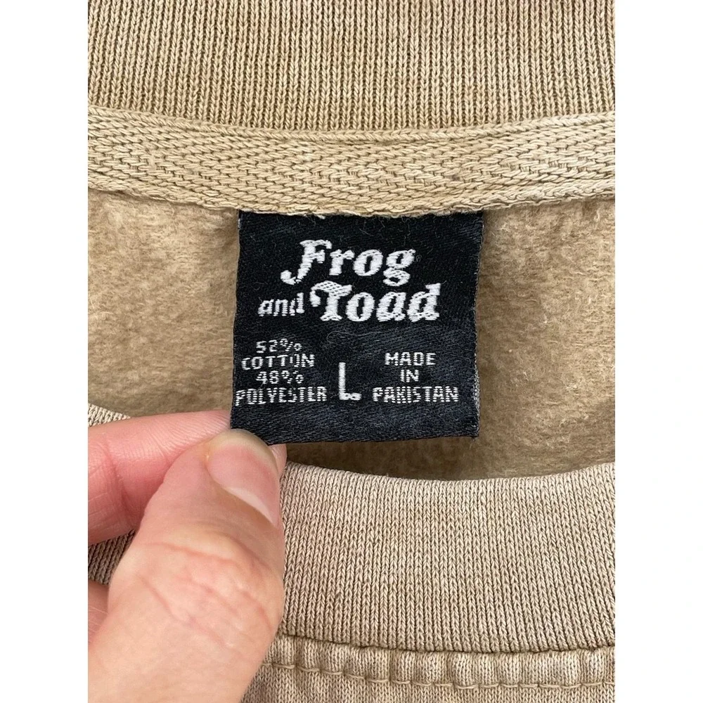 Vintage Frog and Toad Sweatshirt Men L‎ Beige Graphic 1972 Cartoon Crewneck